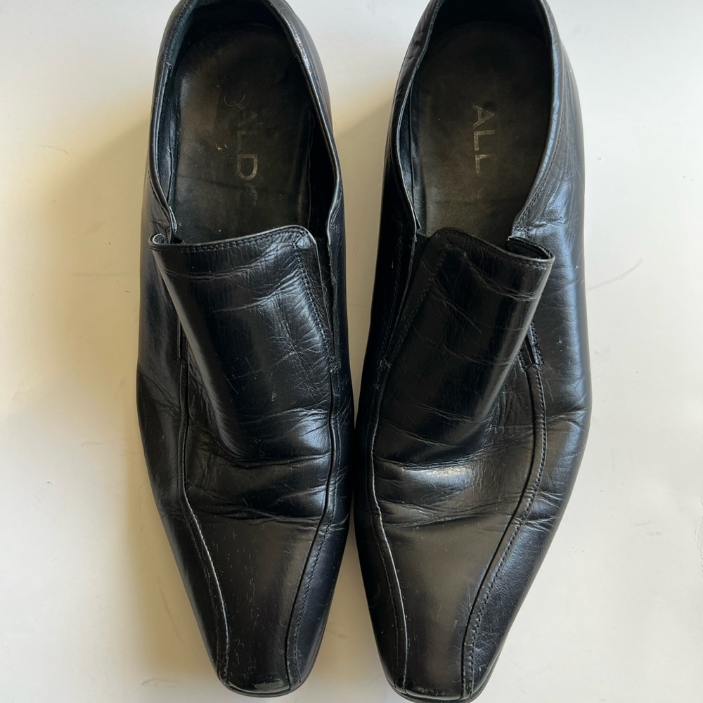 ALDO Men's Black Leather Slip -On Loafer Dress Shoe Size 44 US 10.5